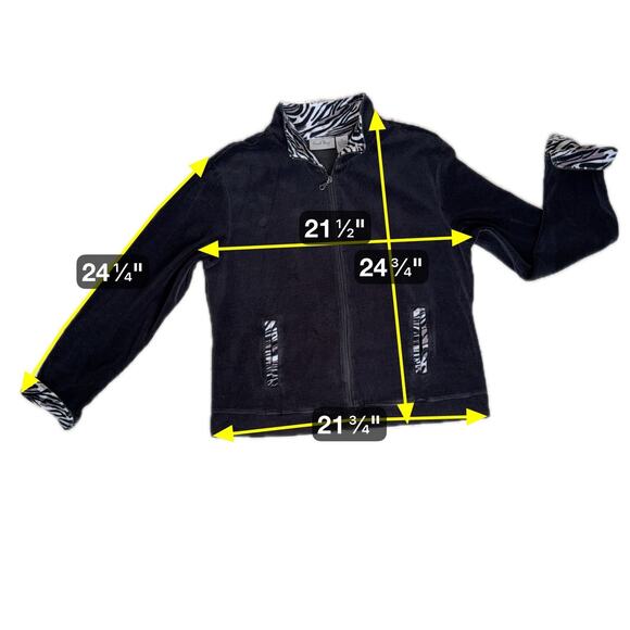 Black Velour Zebra Trim Jacket Women's XL Mobwife Glam Y2K Pockets Full Zip SEE - Picture 3 of 10